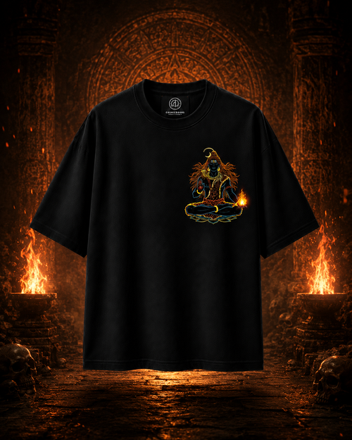 Mahadev Power – Oversized Black Graphic T-Shirt